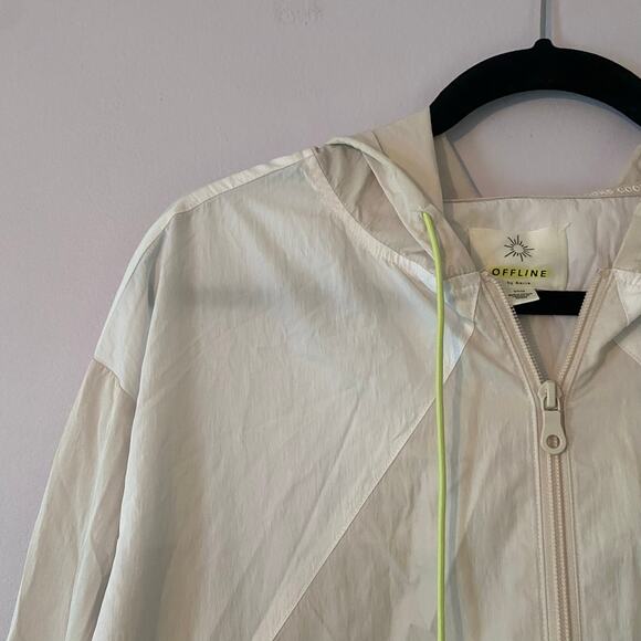 Offline Aerie Cream Cropped Windbreaker Jacket Transitional Women's size Small - Picture 3 of 10